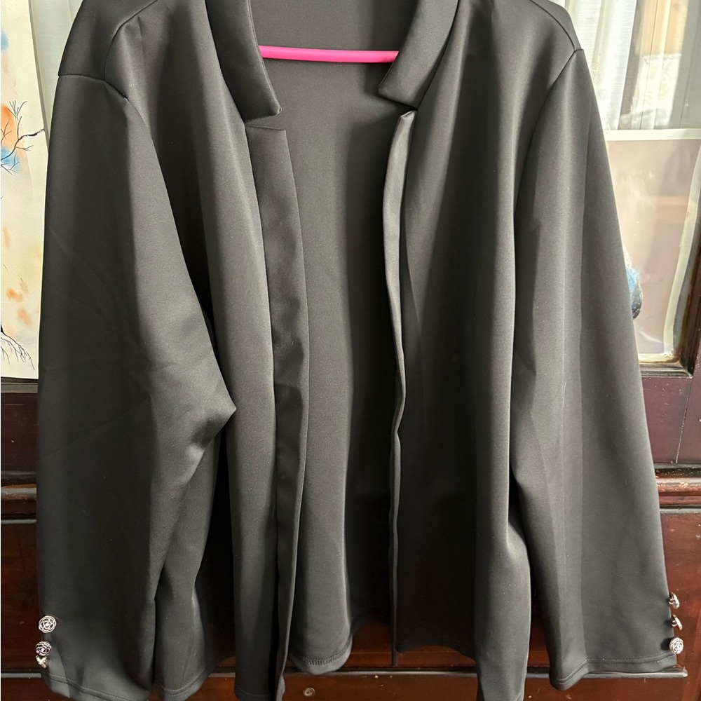 Black Blazer with Silver Button Accents